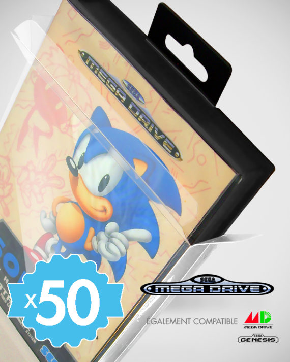 50 Crystal box Étuis de protection pour boîte de jeu Sega Megadrive Genesis MD 0,4 mm – Image 2