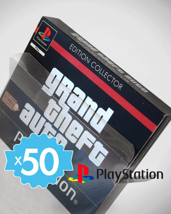50 Crystal box étuis Playstation PS1 (Double 2-4 CDs) 0,4 mm