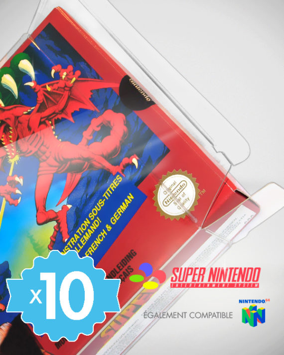 10 Crystal box Étuis de protection pour boîte de jeu Super Nintendo SNES PAL FR 0,4 mm