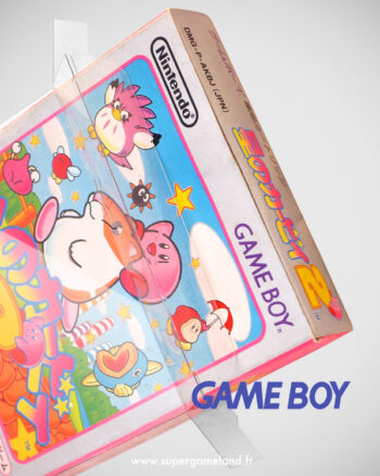 Vue du dessous d'un boîtier de protection Crystal box sur une boîte de jeu Nintendo Game Boy Kirby Dream Land 2 en version japonaise